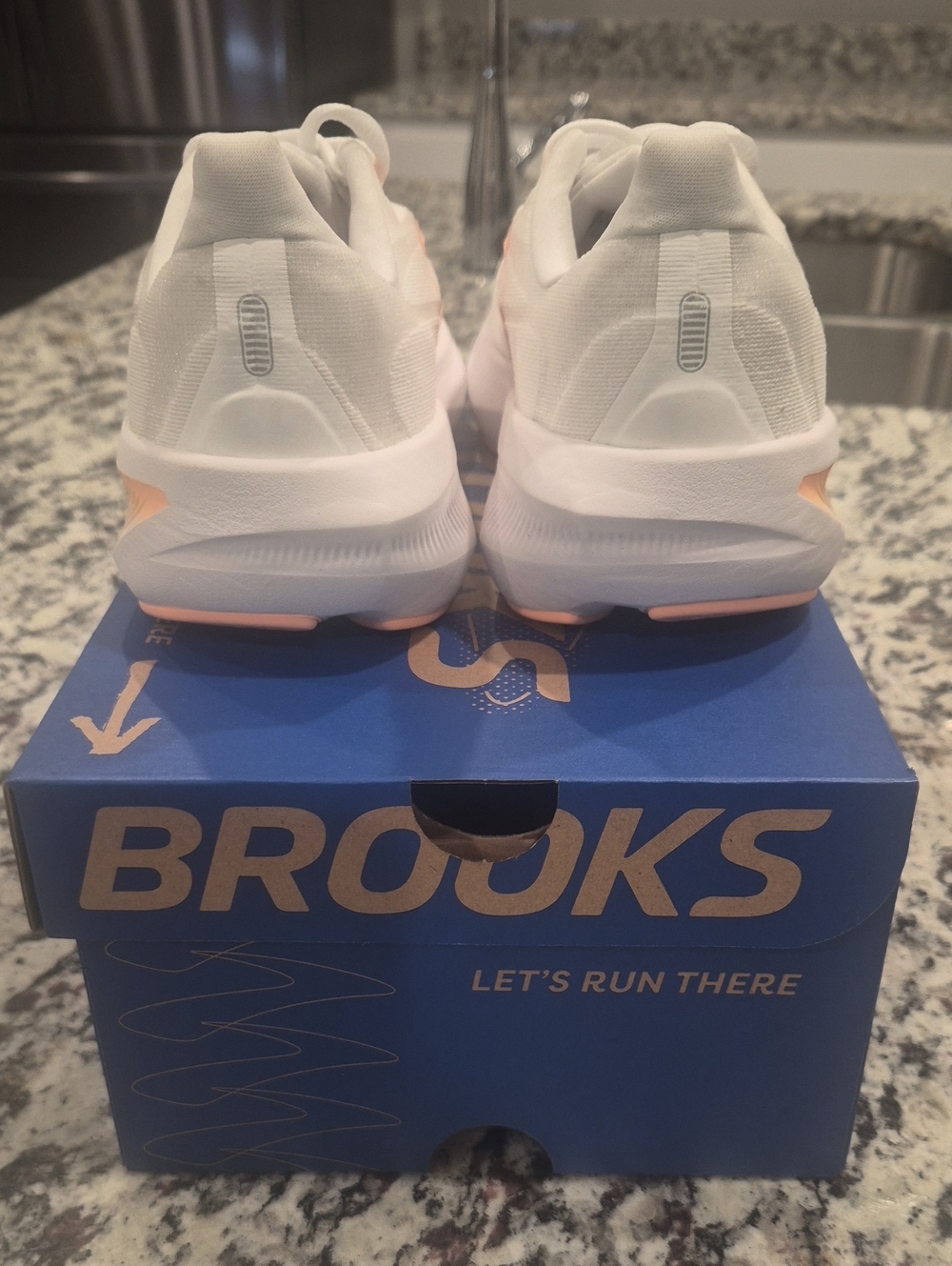 NEW Brooks White Running Revel 9 Sneakers with Peach Accents - Picture 3 of 8